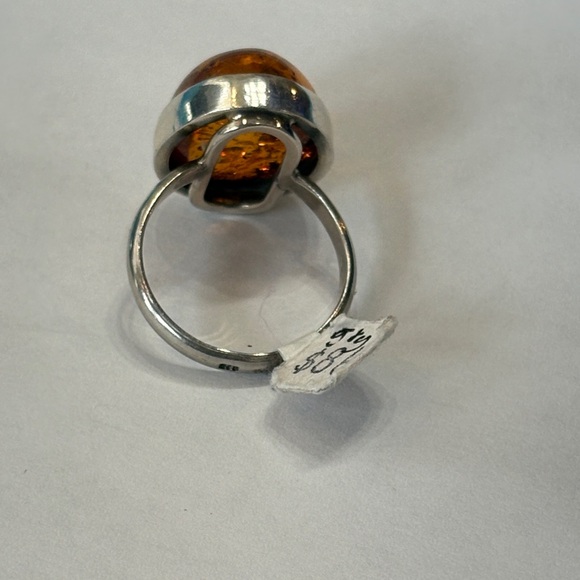 Sterling Silver and  Amber Ring - Picture 3 of 5